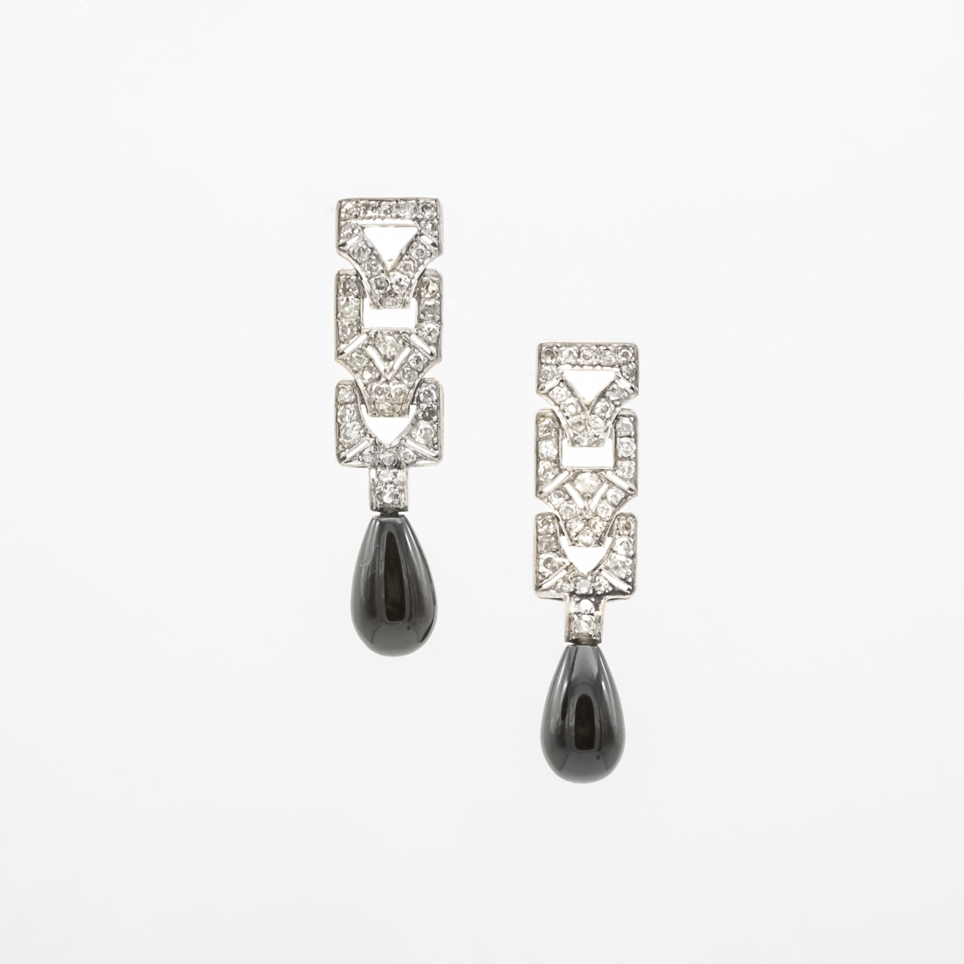 Boucles Diamants et Onyx