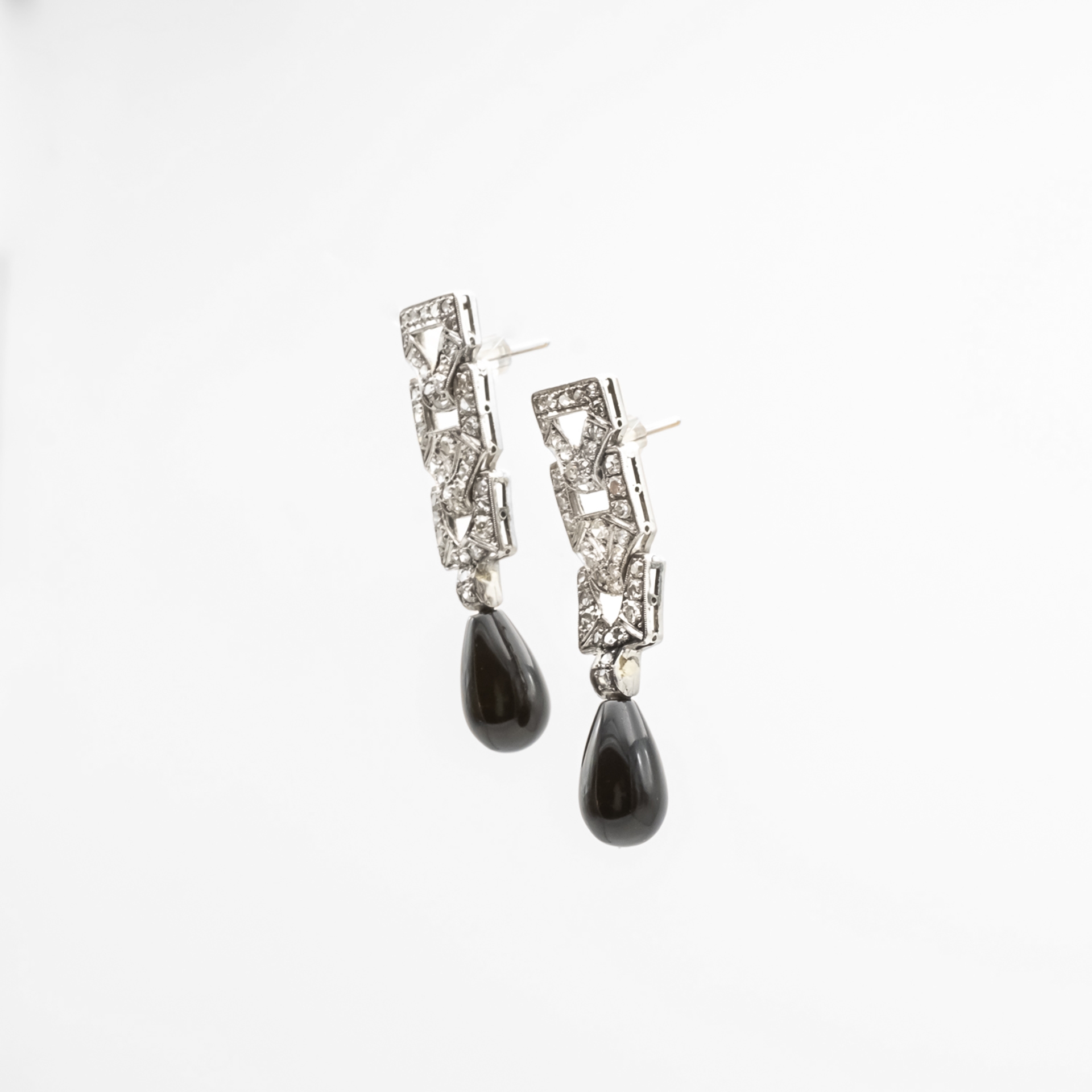 Boucles Diamants et Onyx