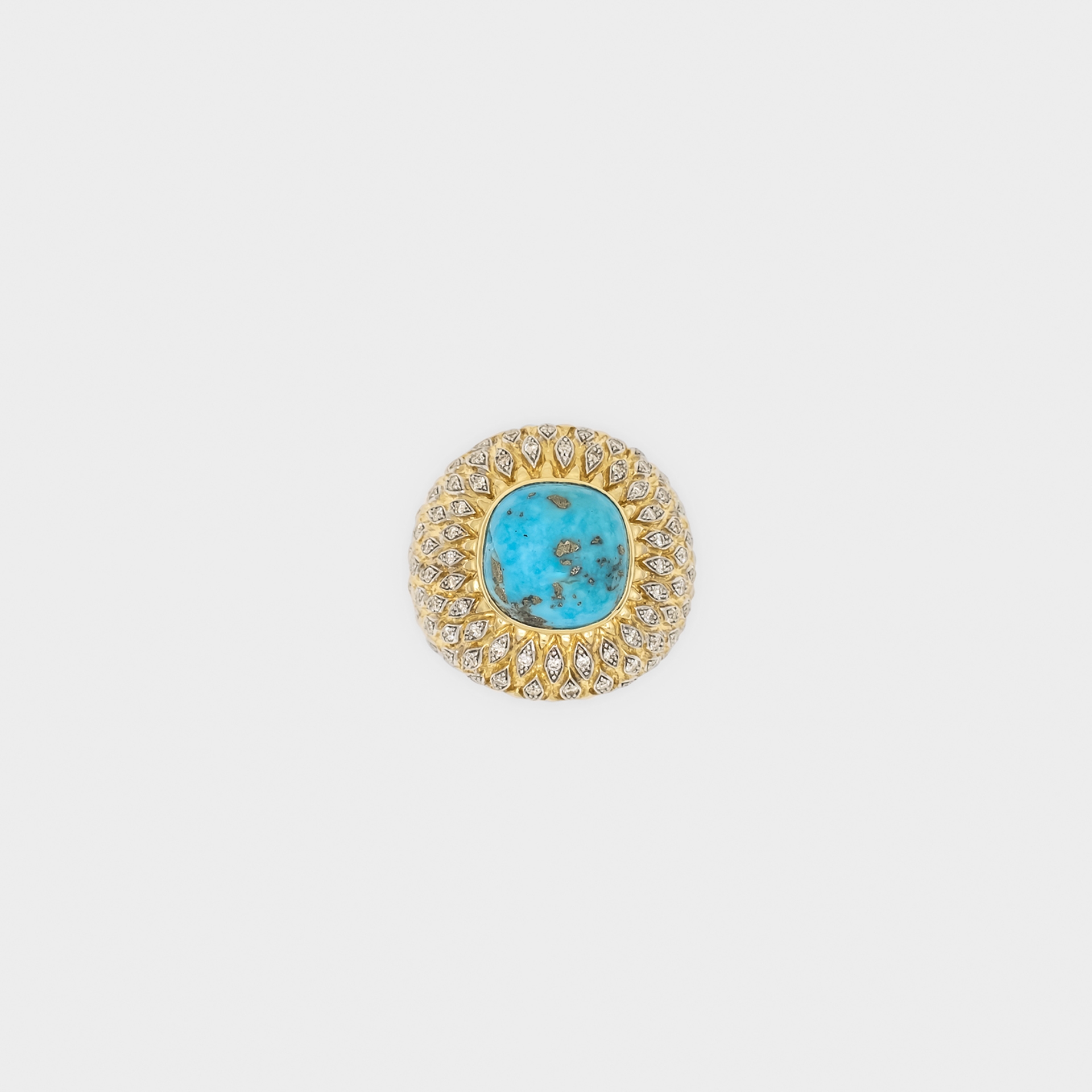 Bague Diamants et Turquoises Paon