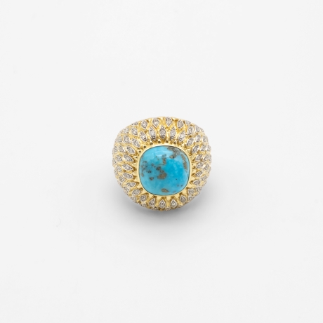 Bague Diamants et Turquoises Paon