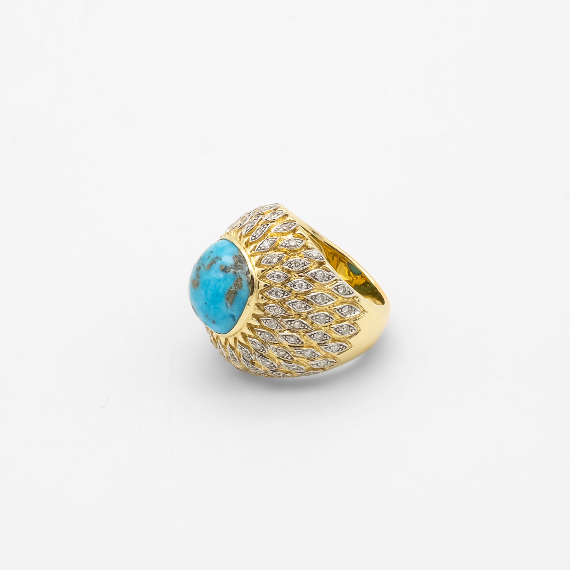 Bague Diamants et Turquoises Paon